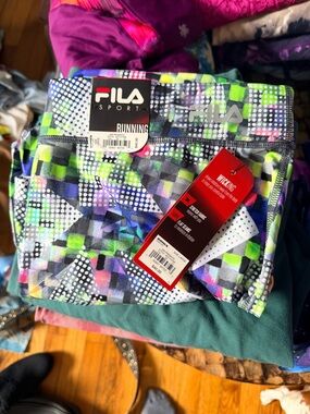 Fila Women's Multicolor Geometric Running Leggings